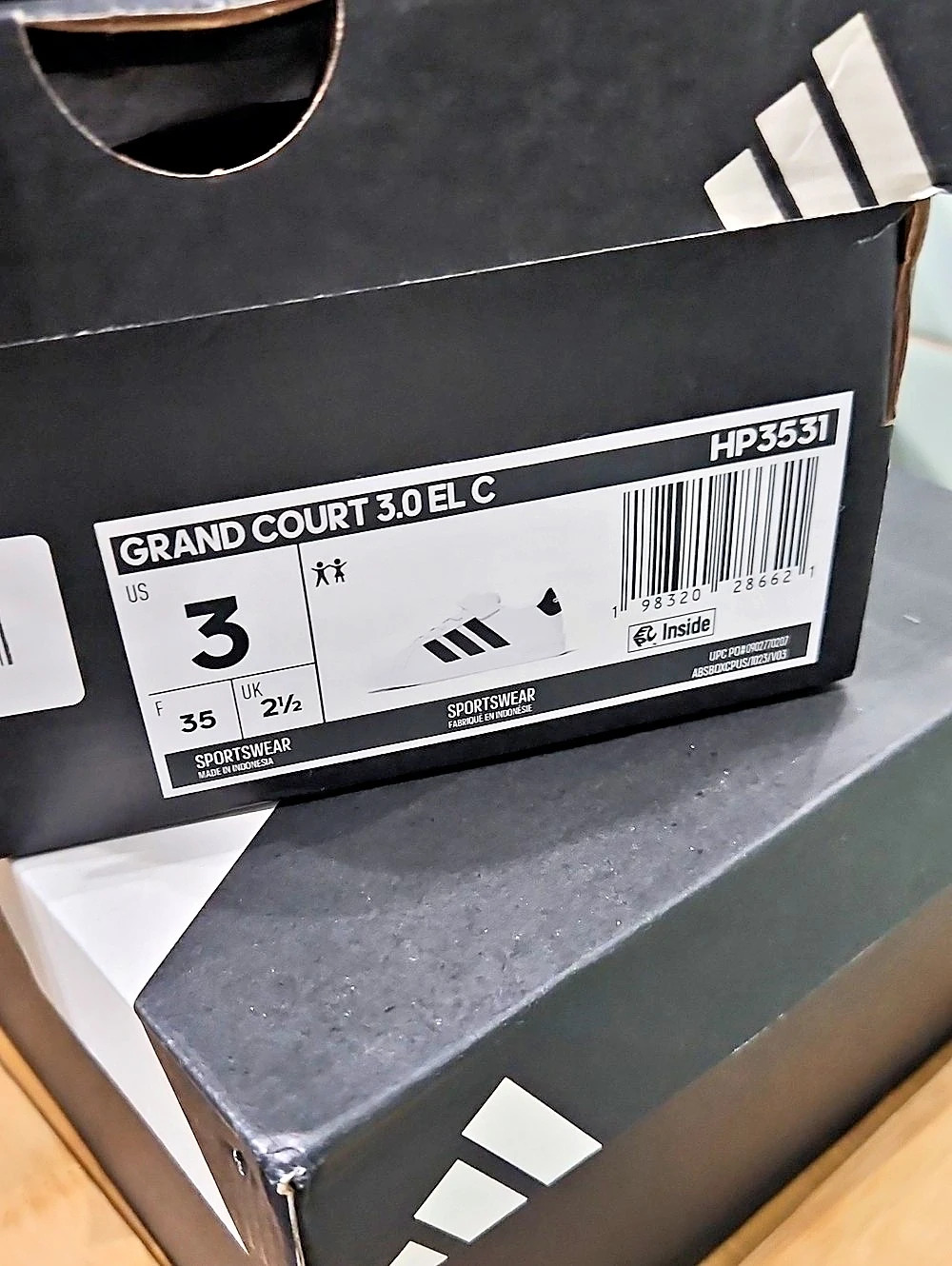 adidas Grand Court 3.0 Kids Sneakers White & Black Unisex US 3 NWT - Picture 9 of 9